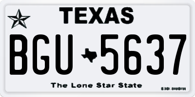 TX license plate BGU5637