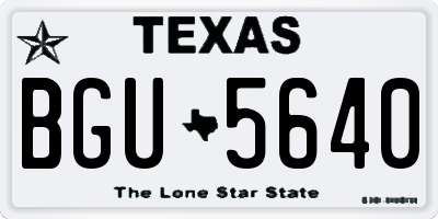 TX license plate BGU5640
