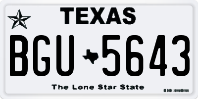 TX license plate BGU5643