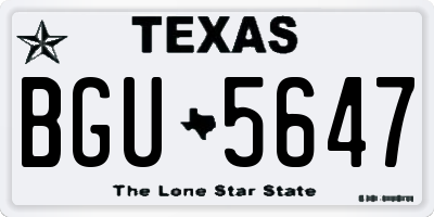 TX license plate BGU5647