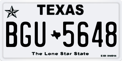 TX license plate BGU5648