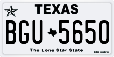 TX license plate BGU5650