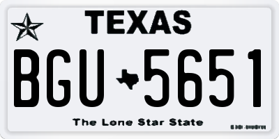 TX license plate BGU5651