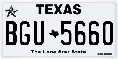 TX license plate BGU5660