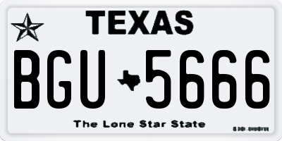 TX license plate BGU5666