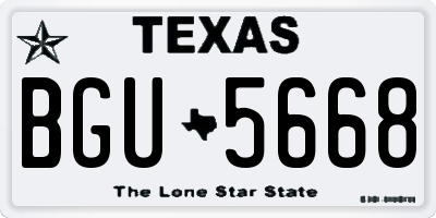 TX license plate BGU5668