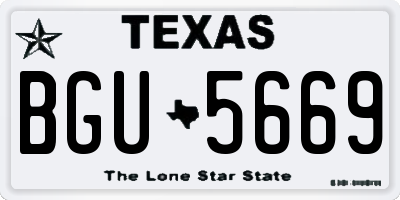 TX license plate BGU5669