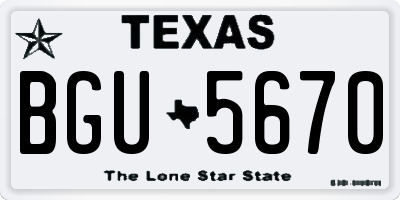 TX license plate BGU5670