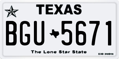 TX license plate BGU5671