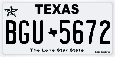 TX license plate BGU5672