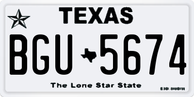 TX license plate BGU5674