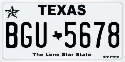 TX license plate BGU5678
