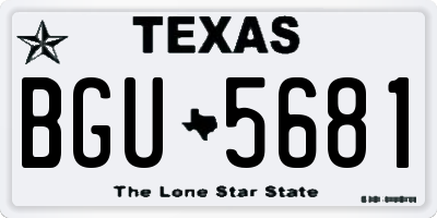 TX license plate BGU5681