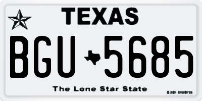 TX license plate BGU5685