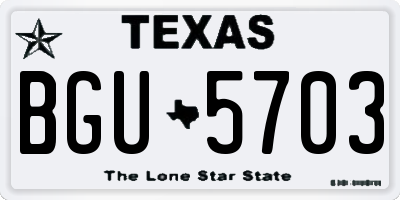 TX license plate BGU5703