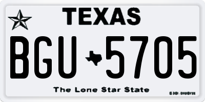 TX license plate BGU5705