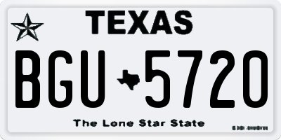 TX license plate BGU5720