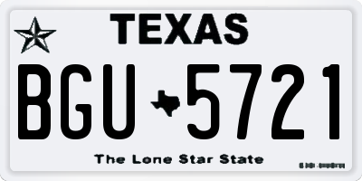TX license plate BGU5721