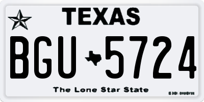 TX license plate BGU5724
