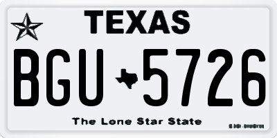 TX license plate BGU5726