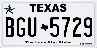 TX license plate BGU5729