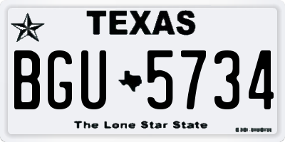 TX license plate BGU5734