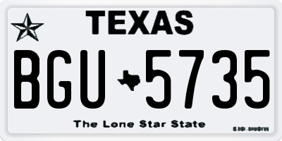 TX license plate BGU5735