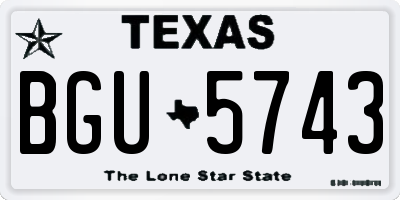 TX license plate BGU5743