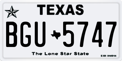 TX license plate BGU5747