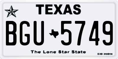 TX license plate BGU5749