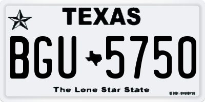 TX license plate BGU5750