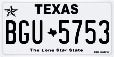 TX license plate BGU5753
