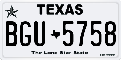 TX license plate BGU5758