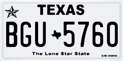 TX license plate BGU5760