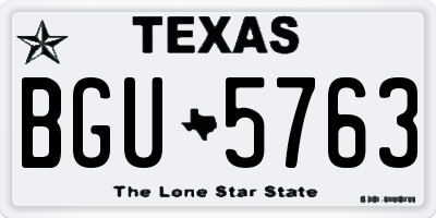 TX license plate BGU5763