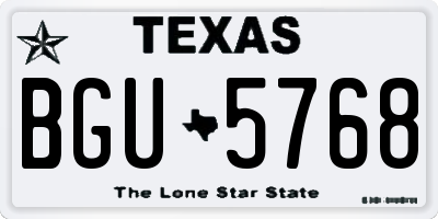 TX license plate BGU5768