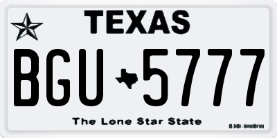 TX license plate BGU5777