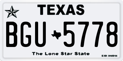 TX license plate BGU5778