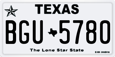 TX license plate BGU5780