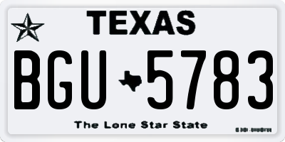 TX license plate BGU5783