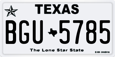 TX license plate BGU5785