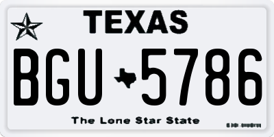 TX license plate BGU5786