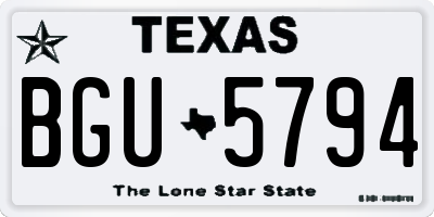 TX license plate BGU5794