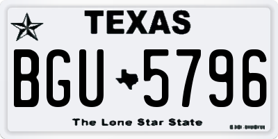 TX license plate BGU5796