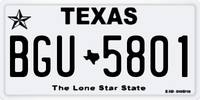 TX license plate BGU5801