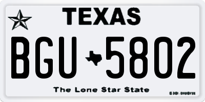 TX license plate BGU5802