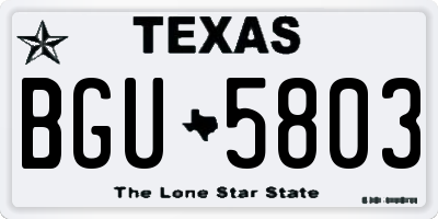 TX license plate BGU5803