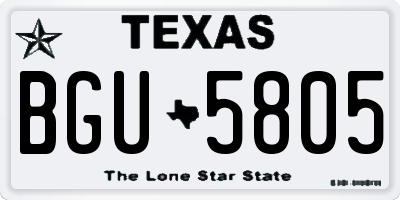 TX license plate BGU5805
