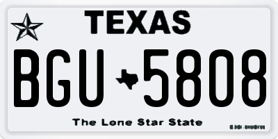 TX license plate BGU5808