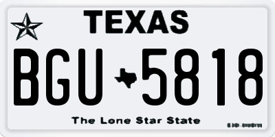 TX license plate BGU5818